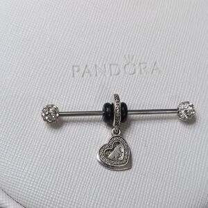 Pandora Vintage Stirling Silver Clear CZ Beloved Mother Charm